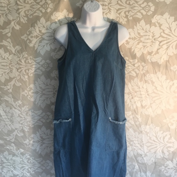 v neck denim dress